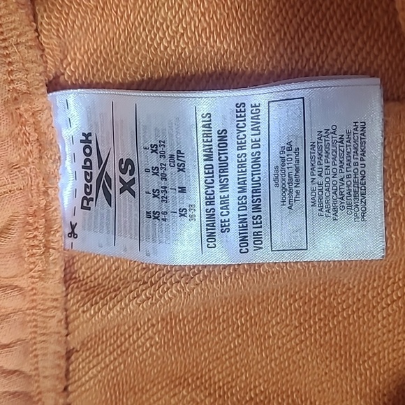 Reebok Identity French Terry Shorts | Peach Orange Drawstring Women’s XS - Picture 9 of 10